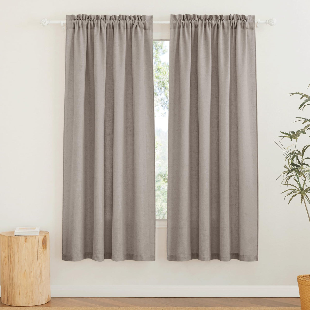 RYB HOME White Semi Sheer Curtains 84 inches Long for Living Room