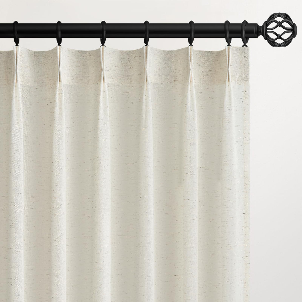 96 Inches Long Pinch Pleated Semi Sheer Curtains,Natural Linen Blended Light Filtering Window Curtains 96 Length 2 Panels for Living Room Bedroom Pinch Pleat Drapes with Hooks 2 Panels 40" Wx96 L