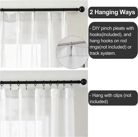 Off White Sheer Curtains 84 Inches Long Pinch Pleat Linen Textured Ceiling