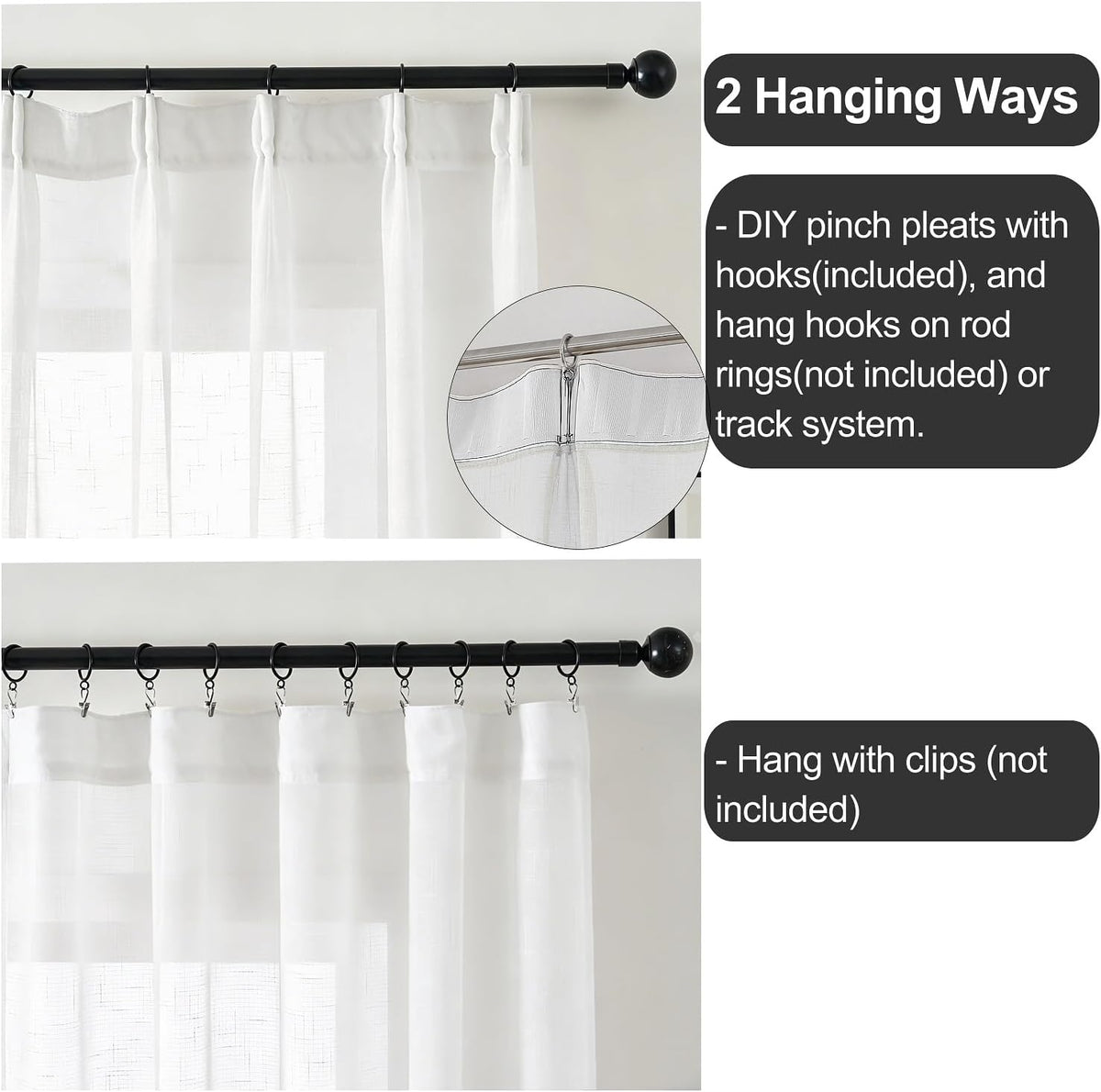 Off White Sheer Curtains 108 Inches Long Pinch Pleat Linen Textured Ceiling
