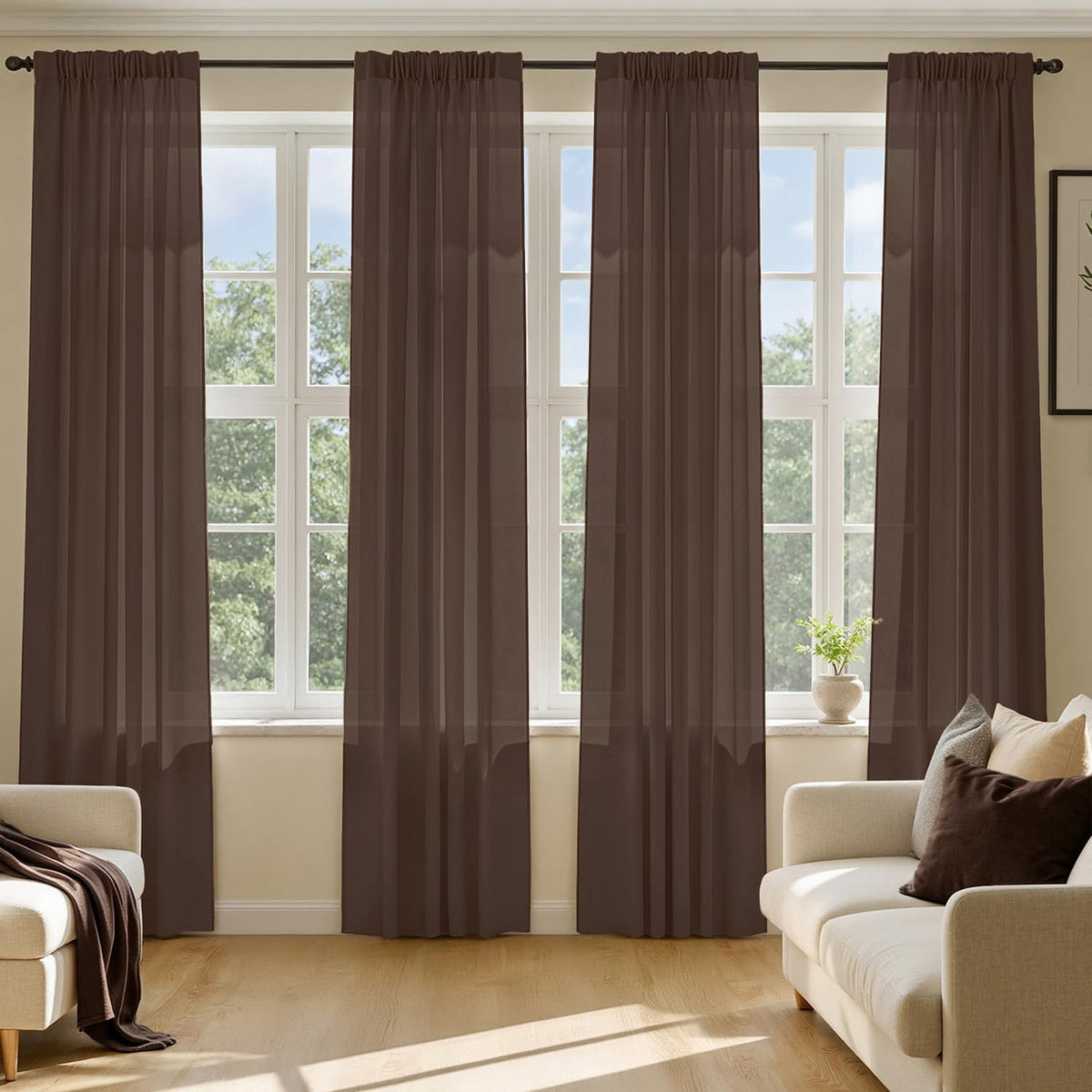 MIULEE White Sheer Curtains 84 Inches Long 4 Panels 42 x 84 Inches