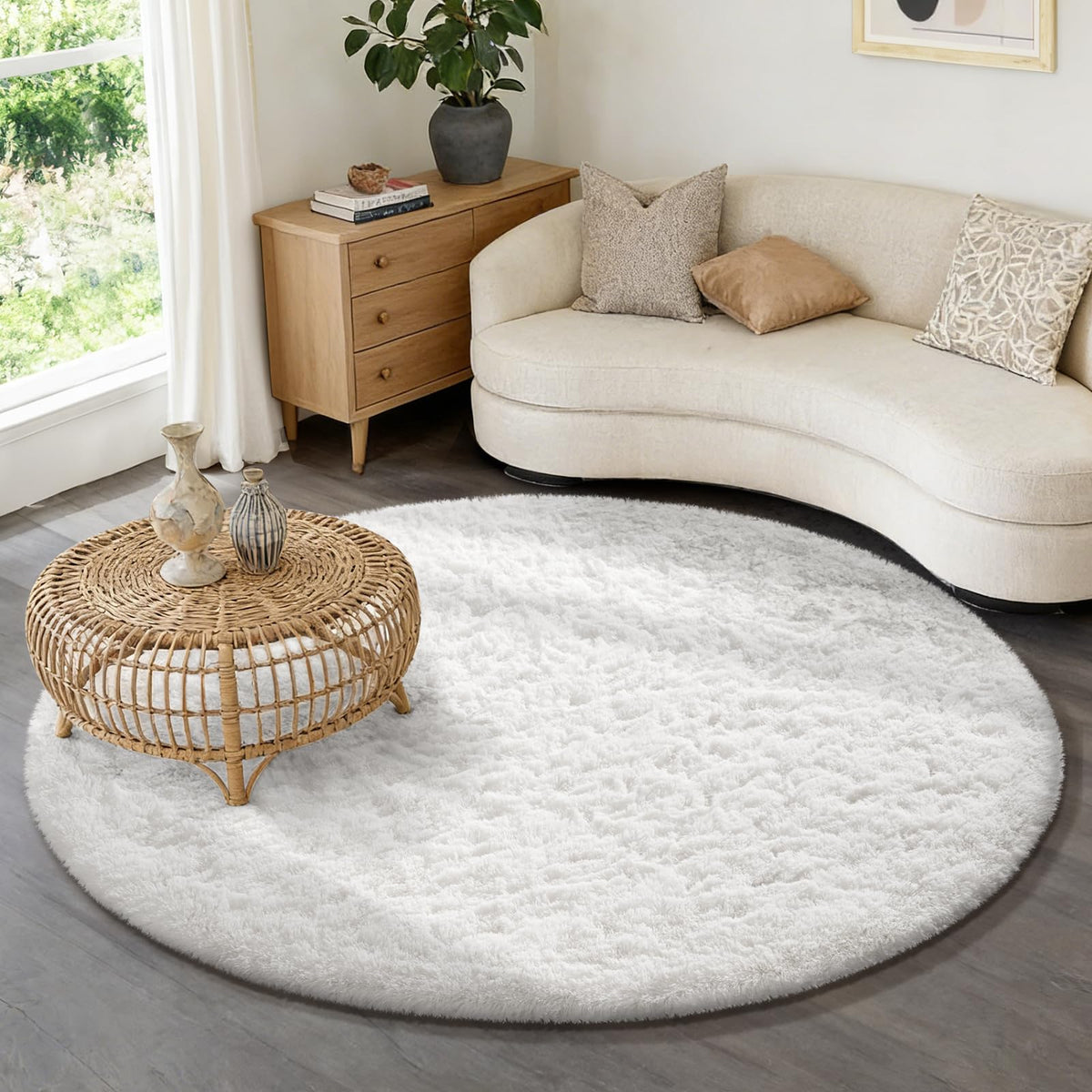 Ophanie 5x7 Area Rugs for Living Room Ivory, Fluffy Shag Large Fuzzy Plush Soft Rug, Shaggy Floor Big Carpets for Bedroom Nursery, Kids Home Decor Aesthetic with Over 99 pcs Pile fibers