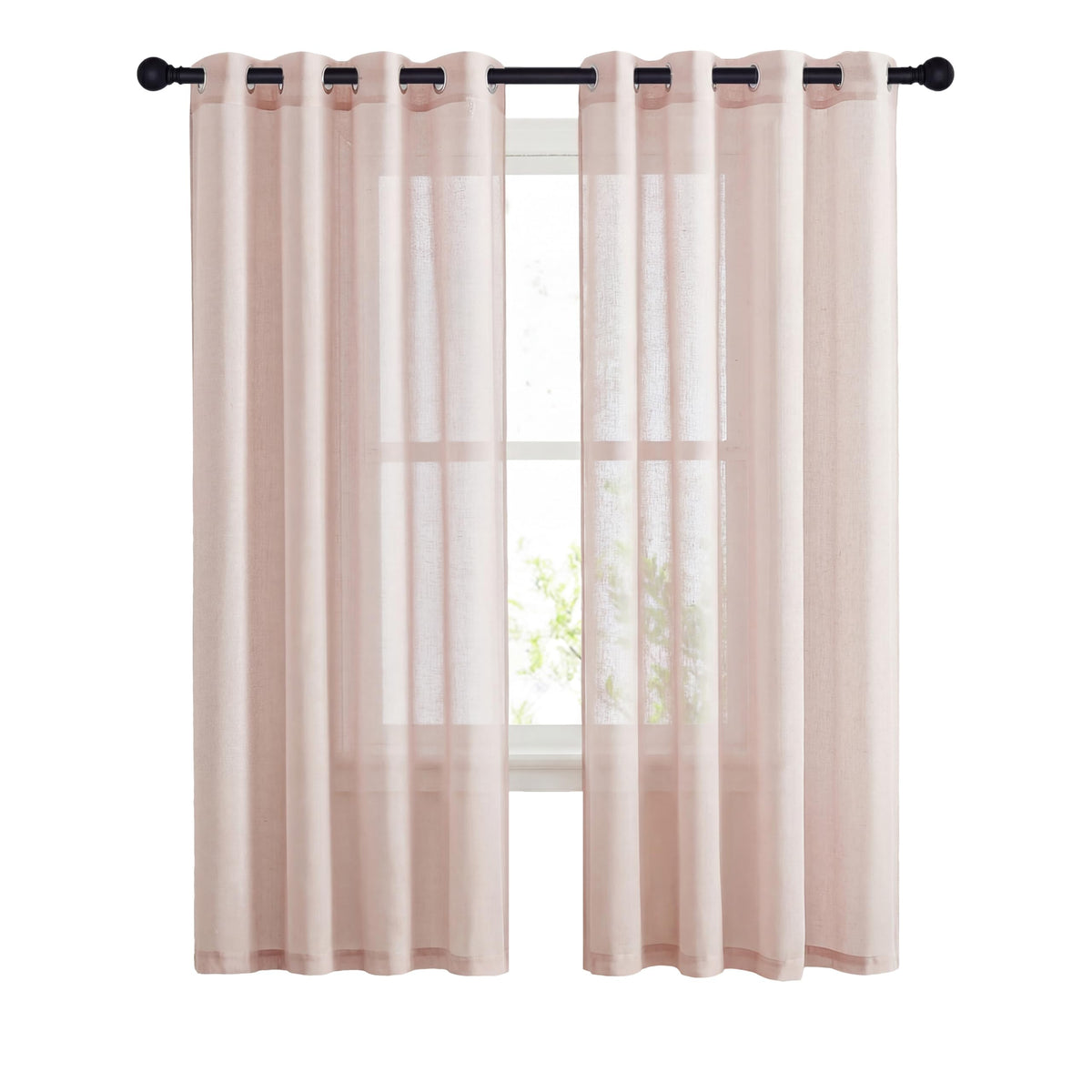 NICETOWN White Sheer Linen Curtains 84 Inch Length 2 Panels Set, W52xL84