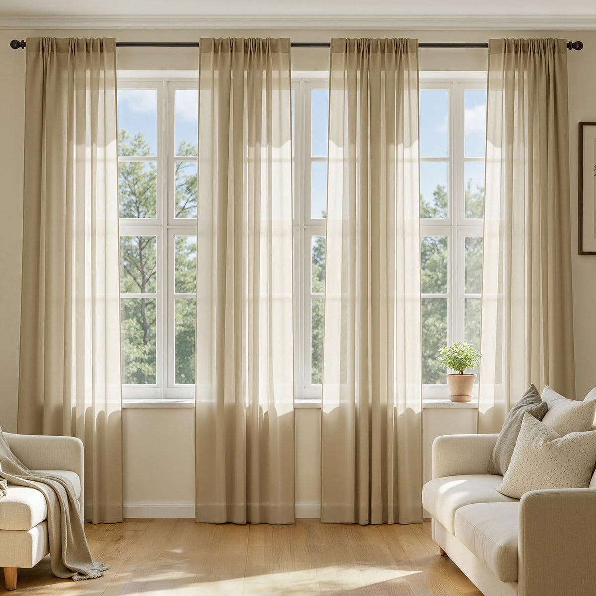 MIULEE White Sheer Curtains 84 Inches Long 4 Panels 42 x 84 Inches