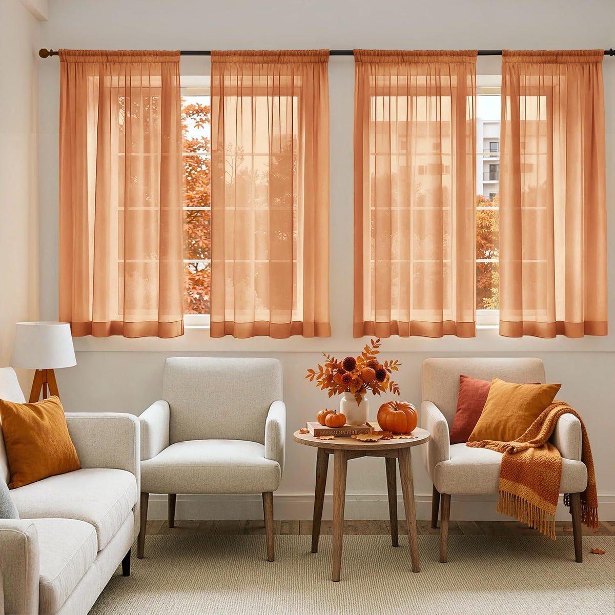 MIULEE White Sheer Curtains 84 Inches Long 4 Panels 42 x 84 Inches