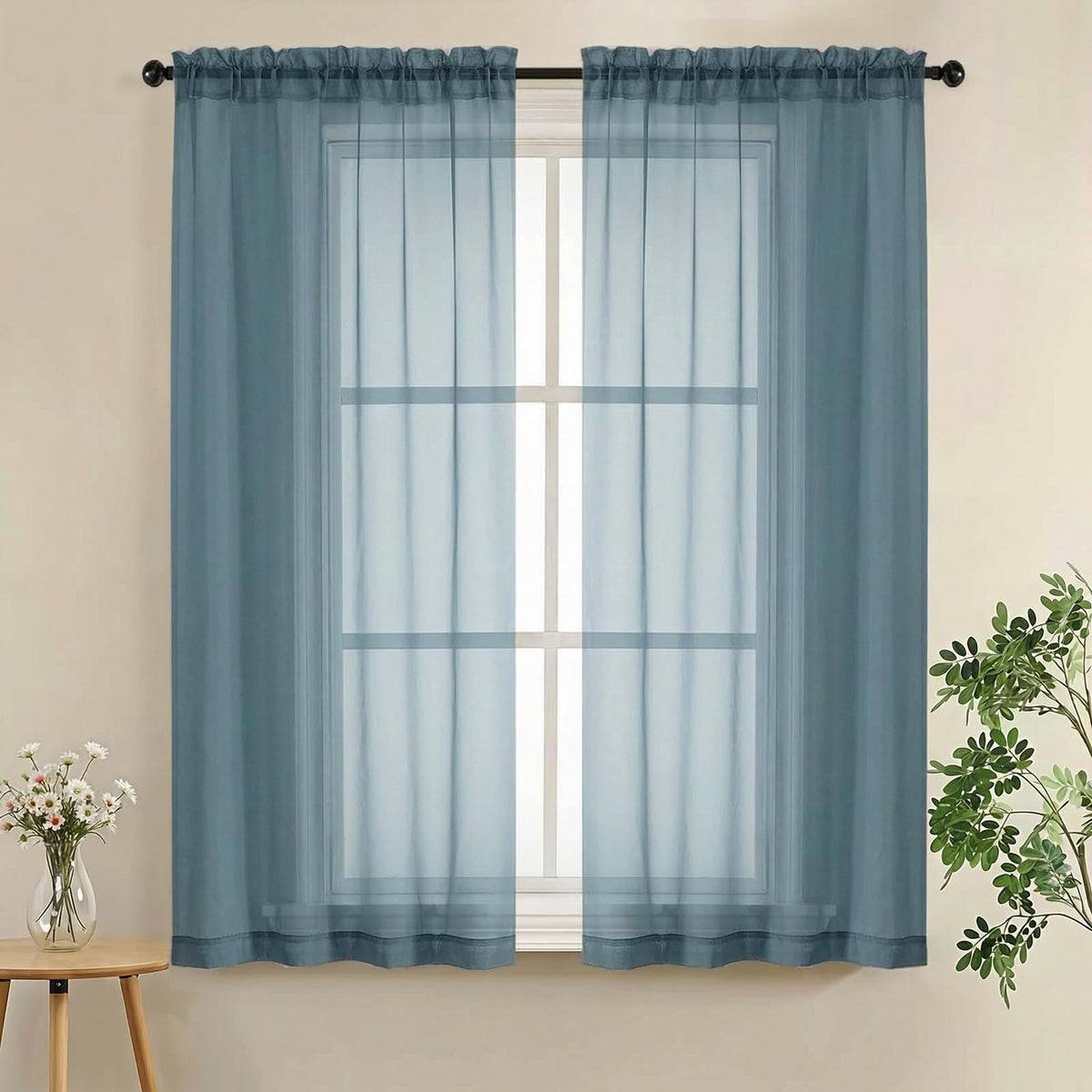LIVEKID White Sheer Curtains 84 Inches Long 2 Panels - Light Filtering Breathable Voile Textured Sheer Curtains for Bedroom/Living Room, Rod Pocket Soft Elagant & Airy Solid Drapes, W42 x L84