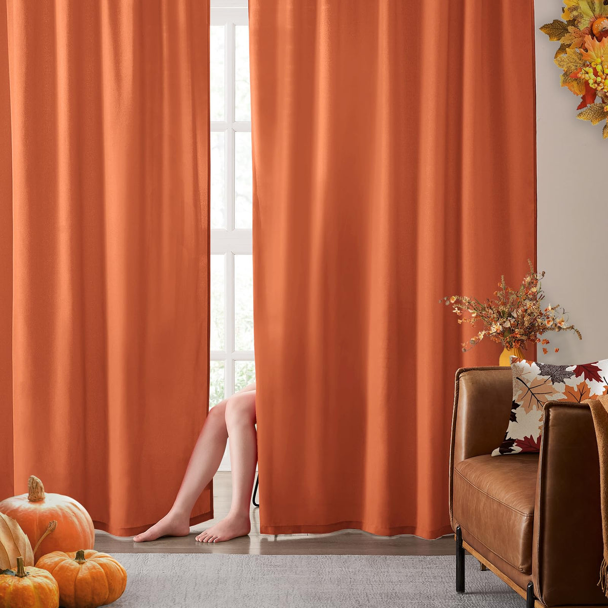 HOMEIDEAS Non-See-Through White Privacy Semi Sheer Curtains, 52 X 84 Inches