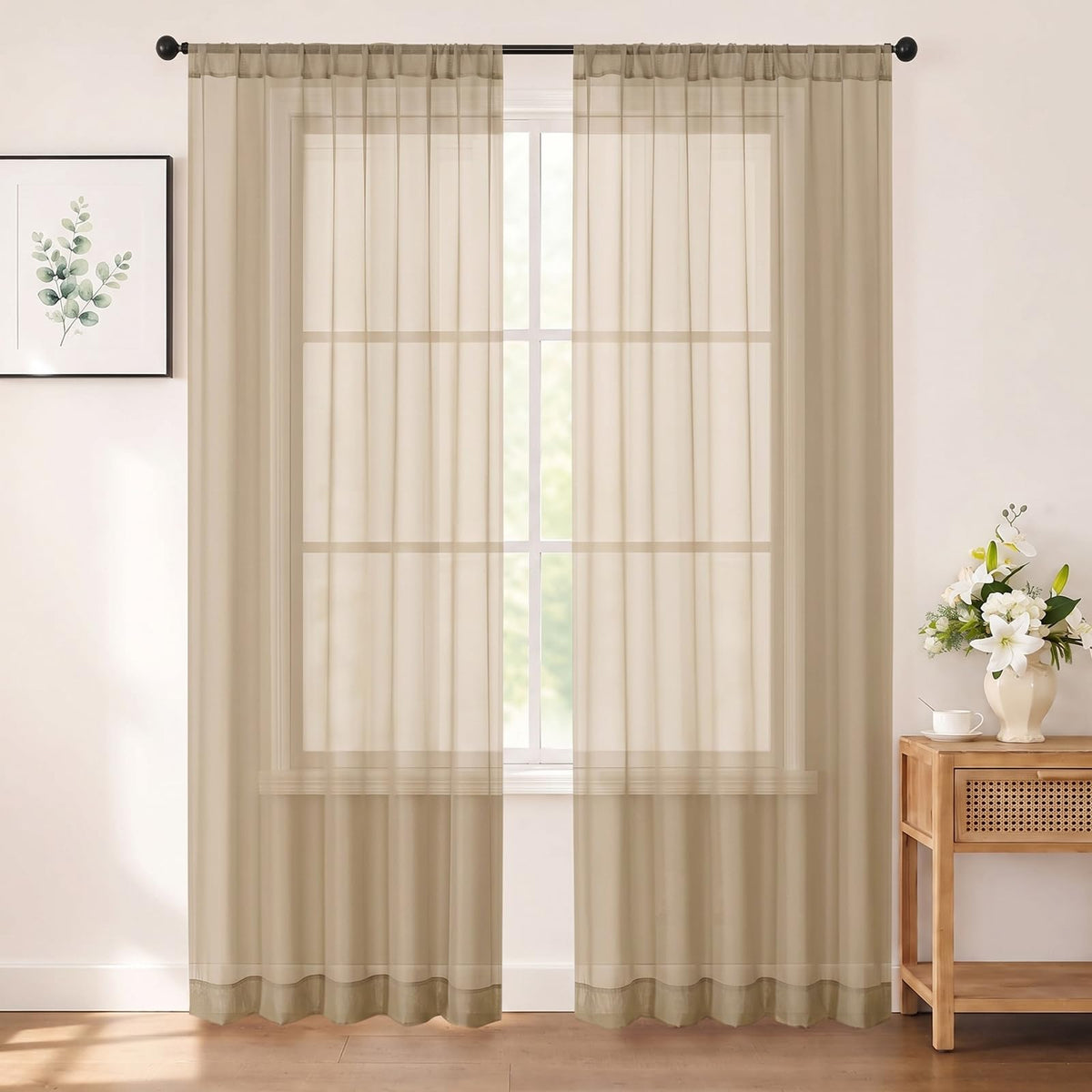 Chyhomenyc White Sheer Curtains 84 inch Long for Living Room, 2 Panels