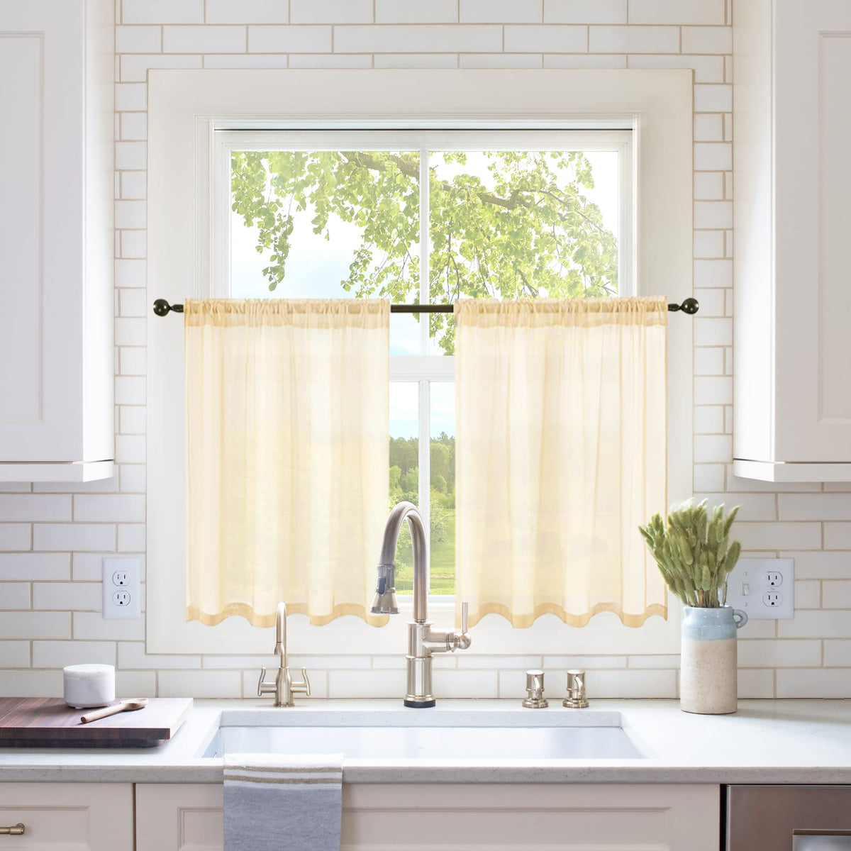 MIULEE 2 Panels White Sheer Curtains for Living Room 54 X 102 Inches