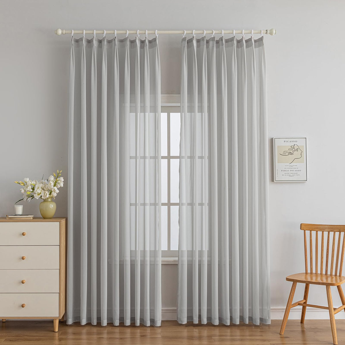Sheer Curtains 120 inch Length for Living Room, 1 Panel, 52" W x 120" L