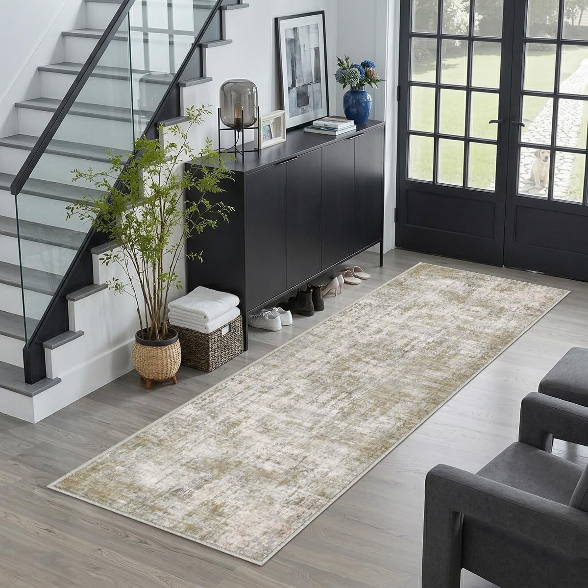 8x10 Area Rugs Living Room: Bedroom Vintage Washable Carpet Beige
