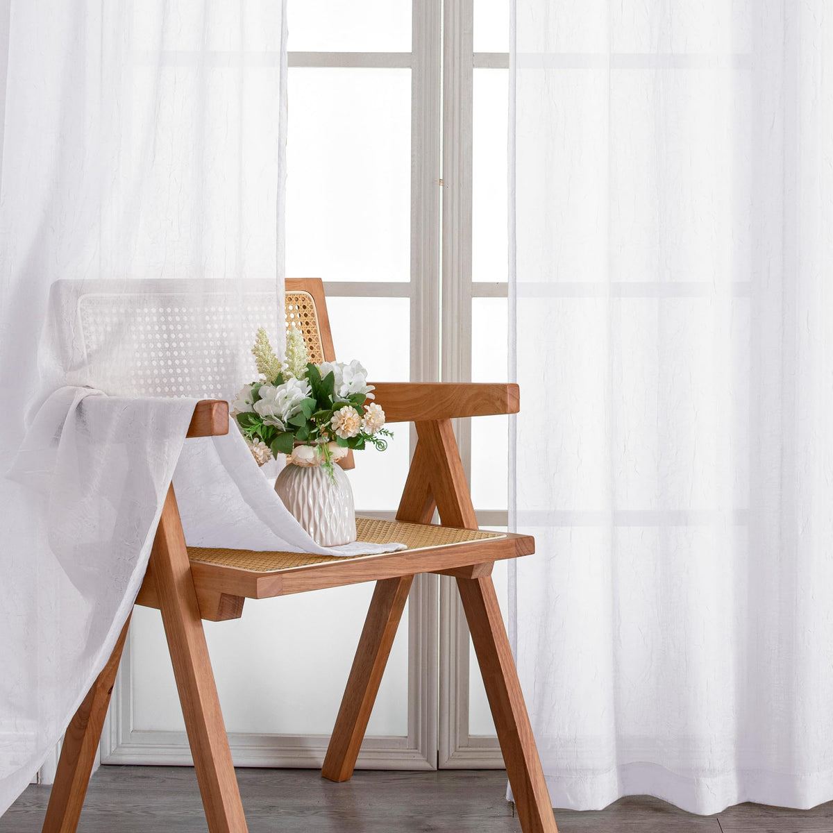 Chyhomenyc Crushed Sheer Navy Blue Curtains 84 Inch Length 2 Panels, Light Filtering Solid Crinkle Voile Lightweight Rod Pocket Sheer Curtian for Bedroom Living Room, Each 42Wx84L Inches