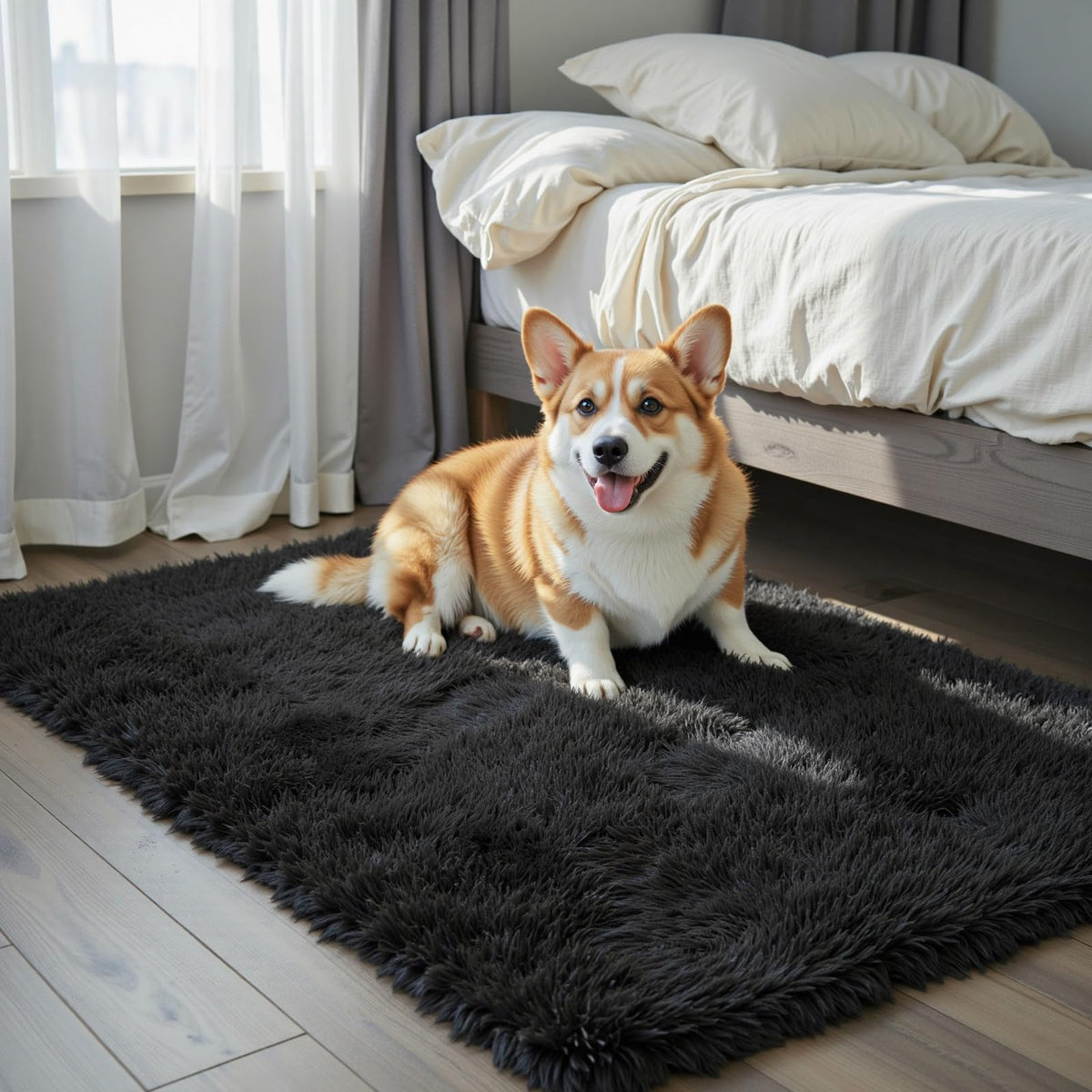 8x10 Area Rugs for Living Room,Light Grey Large Shaggy Soft Plush Furry Rug