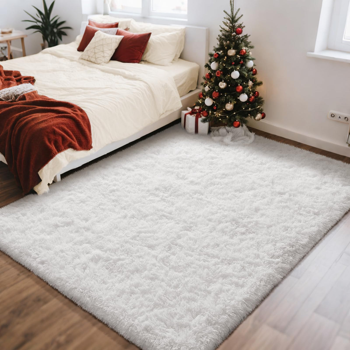 Ophanie 5x7 Area Rugs for Living Room Ivory, Fluffy Shag Large Fuzzy Plush Soft Rug, Shaggy Floor Big Carpets for Bedroom Nursery, Kids Home Decor Aesthetic with Over 99 pcs Pile fibers
