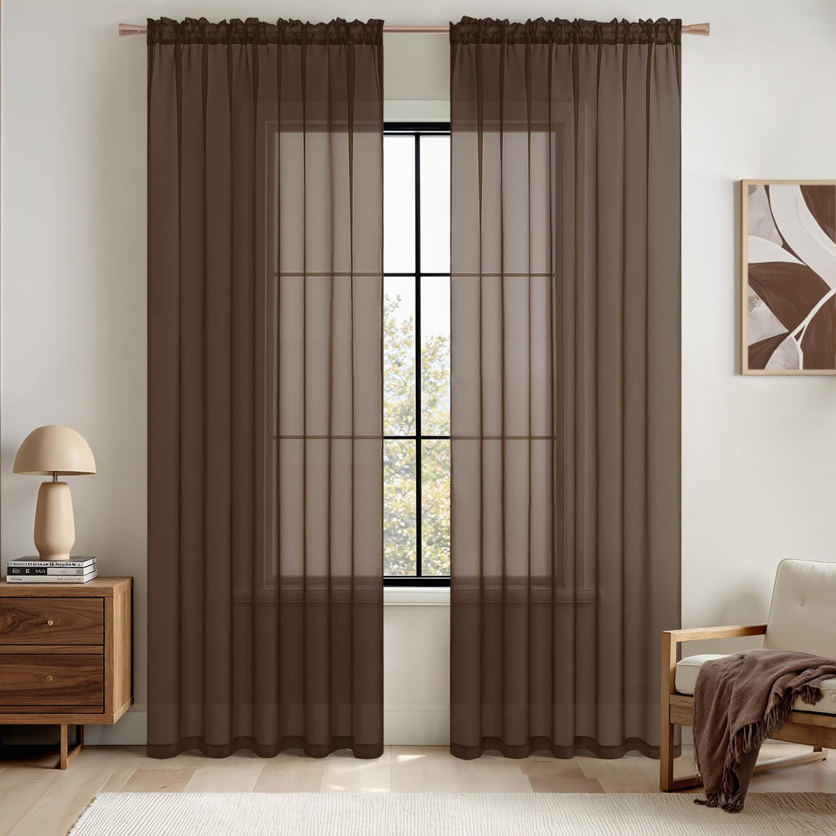MIULEE 2 Panels White Sheer Curtains for Living Room 54 X 102 Inches