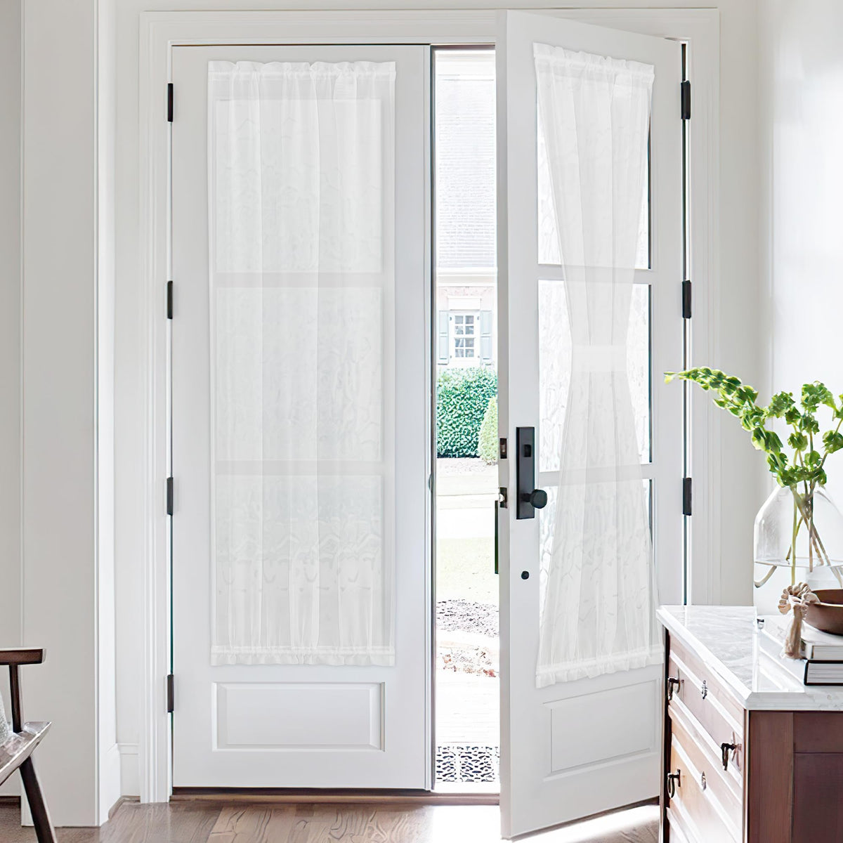 NICETOWN White 2 Panels French Door Curtains for Front Back Window Cover