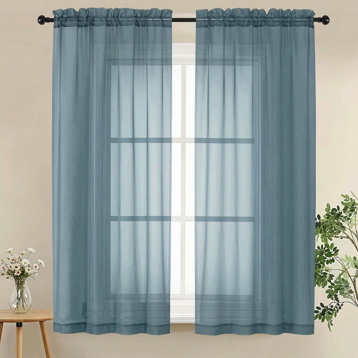 LIVEKID White Sheer Curtains 84 Inches Long 2 Panels - Light Filtering Breathable Voile Textured Sheer Curtains for Bedroom/Living Room, Rod Pocket Soft Elagant & Airy Solid Drapes, W42 x L84