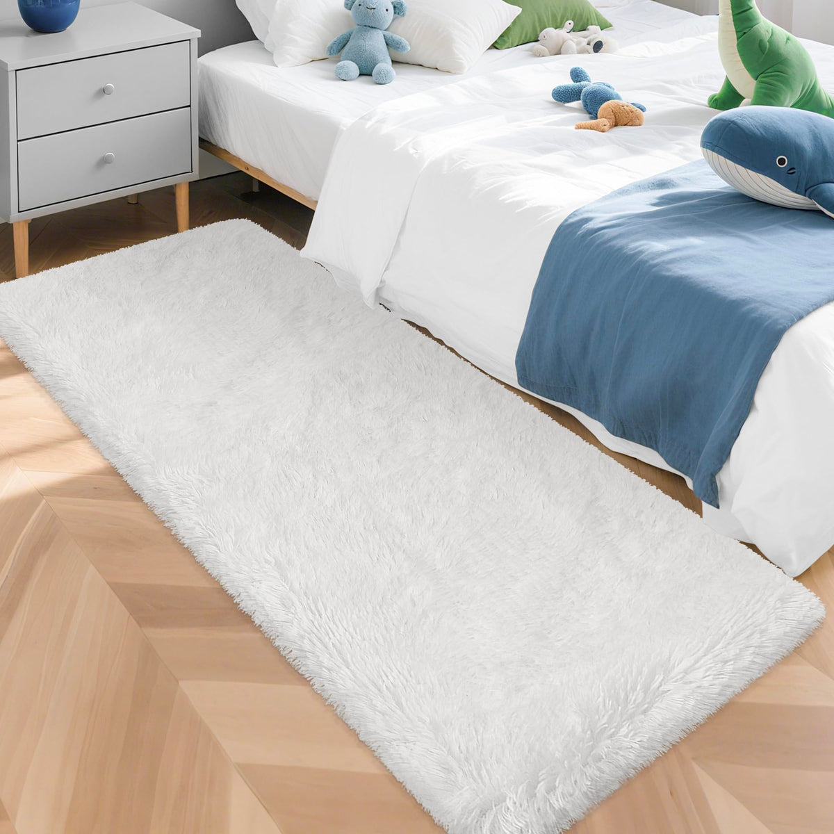 Tie-Dyed Runner Rug for Bedroom Black Grey 2x6ft Fluffy Area Rug Bedside Runner Rug for Kids Room Boys Teens Nursery Baby Living Room Dorm Home Decor Carpets