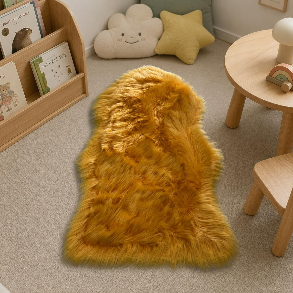 EasyJoy Ultra Soft Fluffy/Fuzzy Shaggy Area Rug Faux Fur Chair Cover Seat Pad for Bedroom Floor Sofa Living Room (2 x 6 ft Sheepskin, Beige)