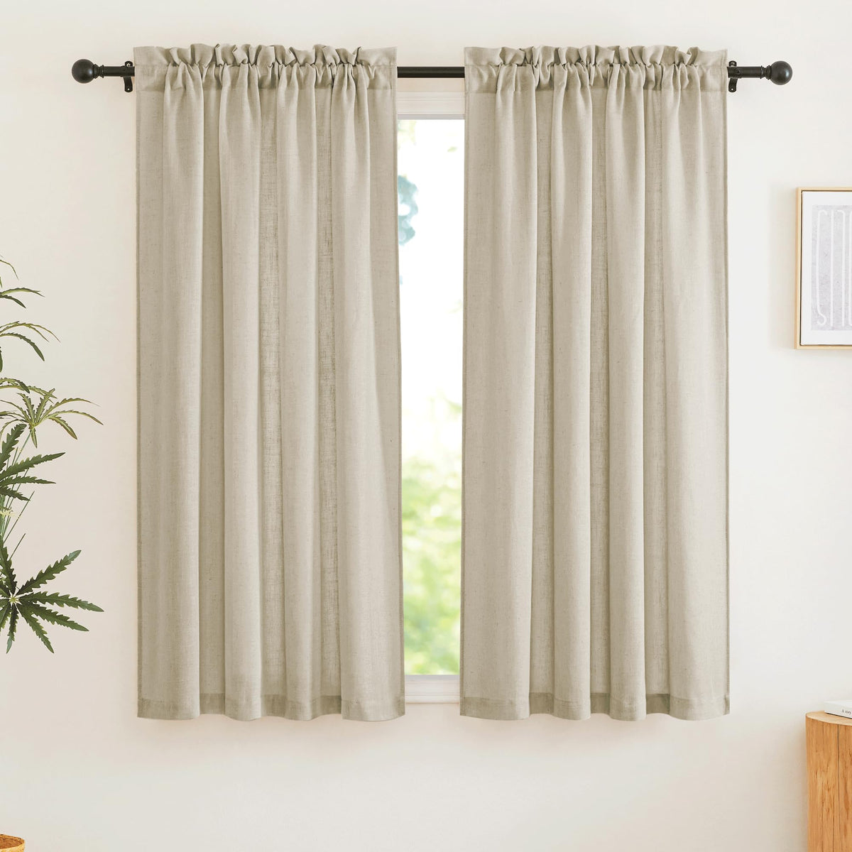 RYB HOME White Semi Sheer Curtains 84 inches Long for Living Room