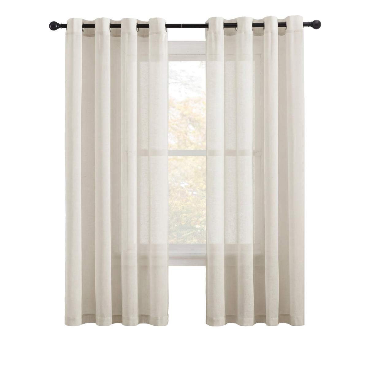 NICETOWN White Sheer Linen Curtains 84 Inch Length 2 Panels Set, W52xL84