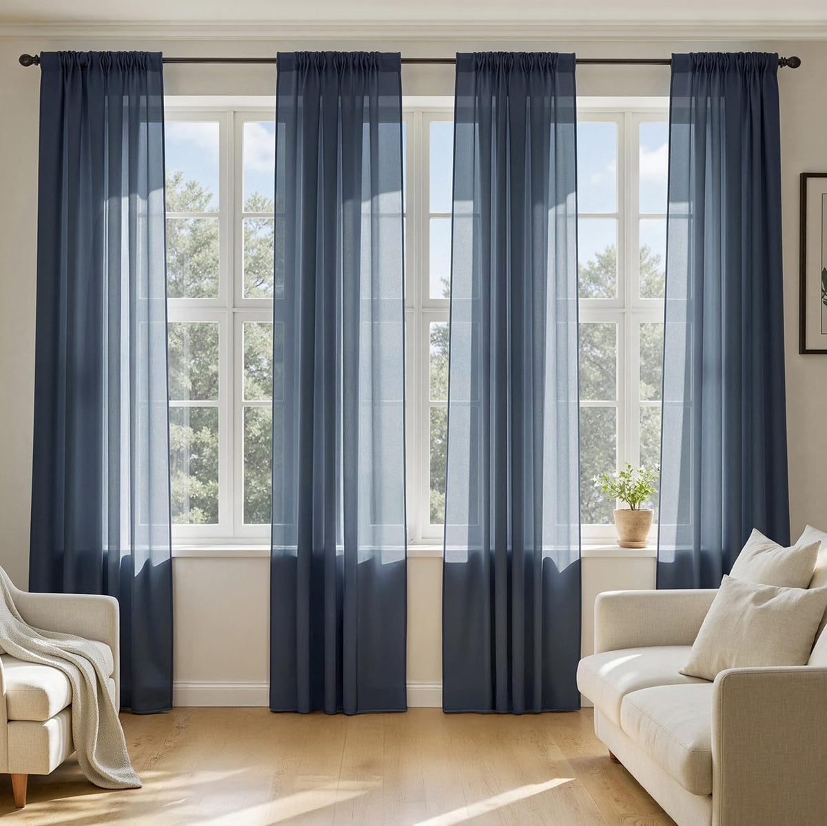 MIULEE White Sheer Curtains 84 Inches Long 4 Panels 42 x 84 Inches