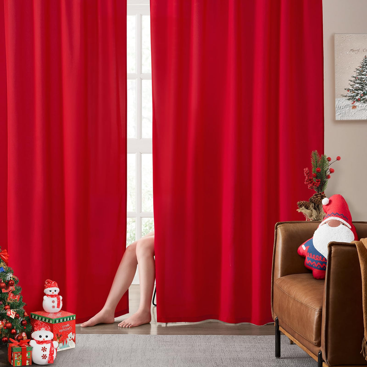 HOMEIDEAS Non-See-Through White Privacy Semi Sheer Curtains, 52 X 84 Inches
