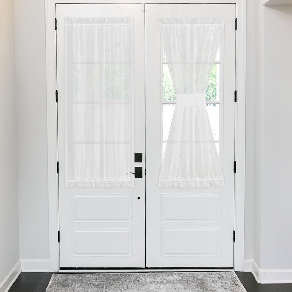 NICETOWN White 2 Panels French Door Curtains for Front Back Window Cover