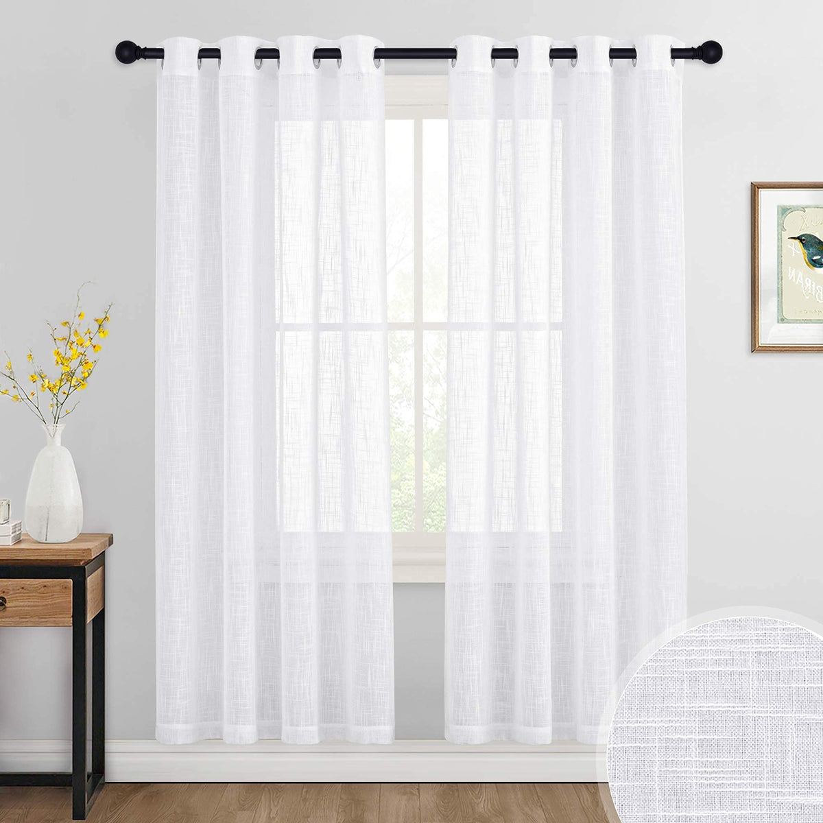 RYB HOME Sliding Patio Door Sheer Curtains, Extra Wide Room Divider Drape