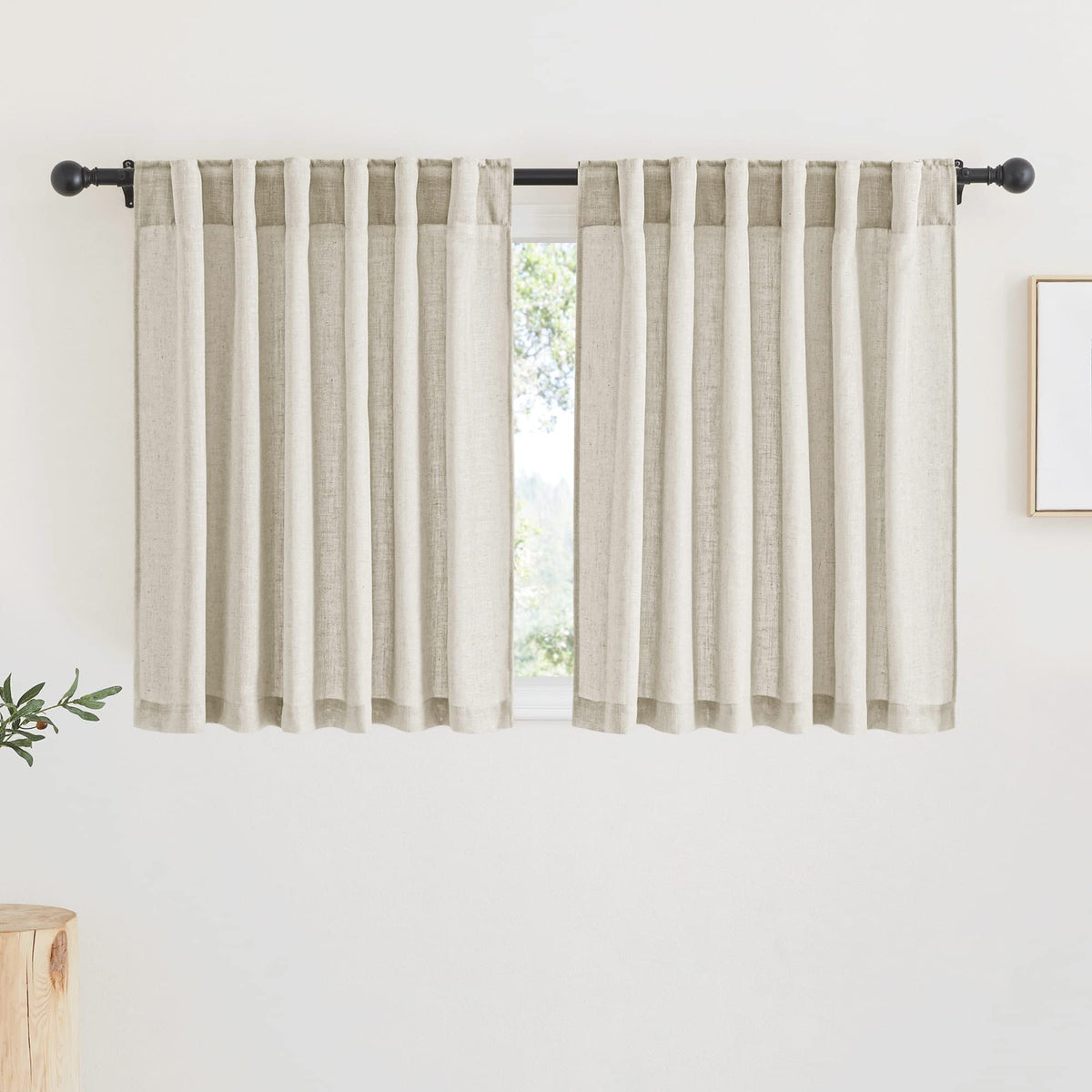 RYB HOME White Sheer Curtains for Living Room Patio Glass Door, W52 x L95