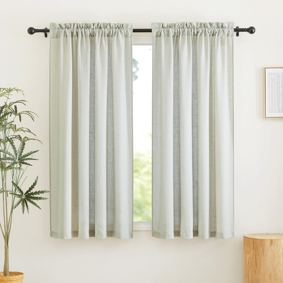RYB HOME White Semi Sheer Curtains 84 inches Long for Living Room