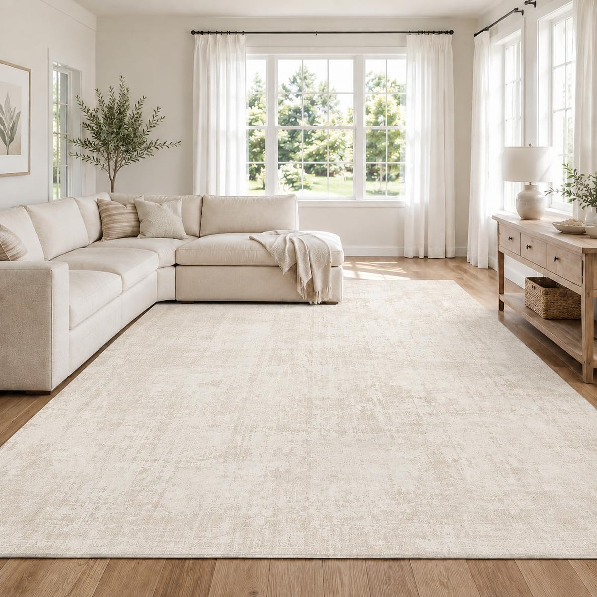 8x10 Area Rugs Living Room: Bedroom Vintage Washable Carpet Beige