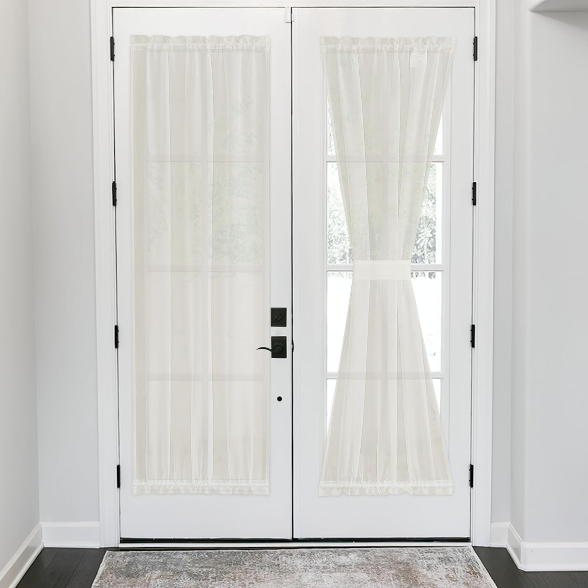 NICETOWN White 2 Panels French Door Curtains for Front Back Window Cover