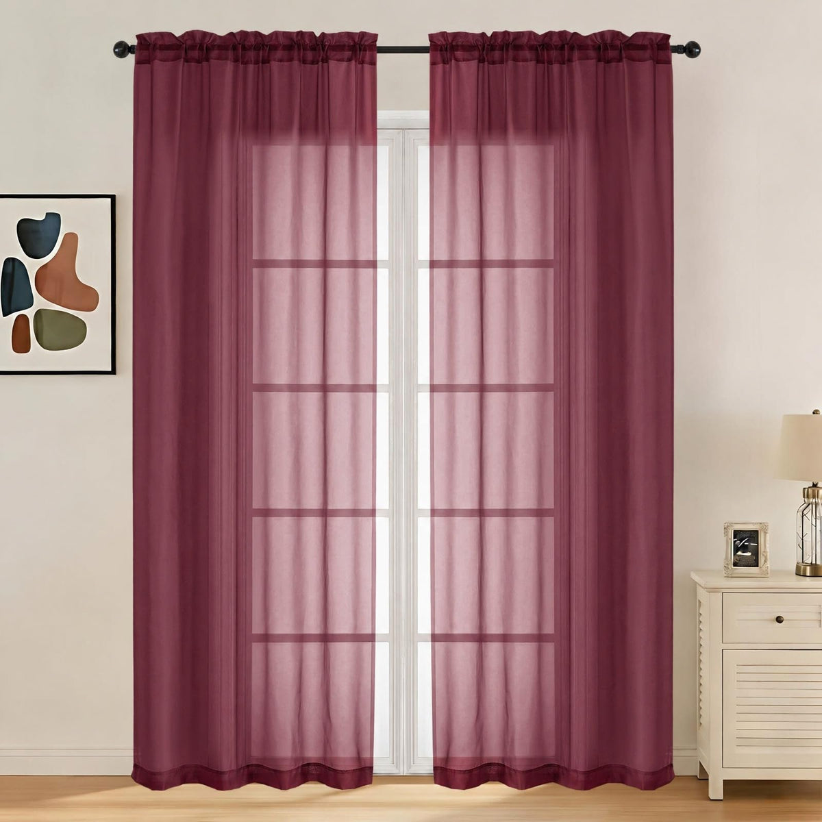 LIVEKID White Sheer Curtains 84 Inches Long 2 Panels - Light Filtering Breathable Voile Textured Sheer Curtains for Bedroom/Living Room, Rod Pocket Soft Elagant & Airy Solid Drapes, W42 x L84