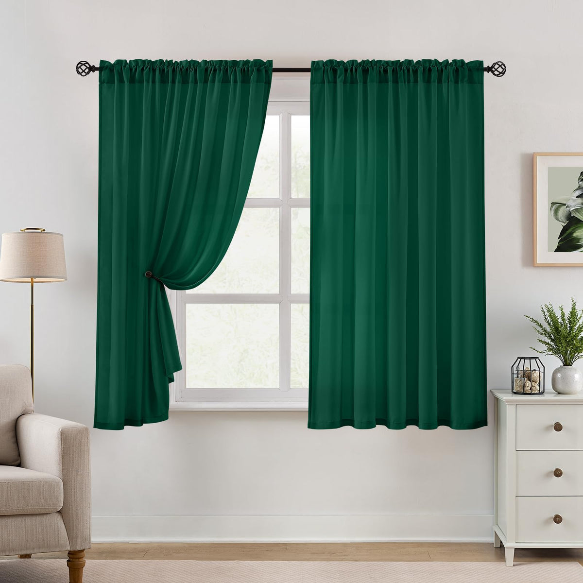 HOMEIDEAS Non-See-Through White Privacy Semi Sheer Curtains, 52 X 84 Inches