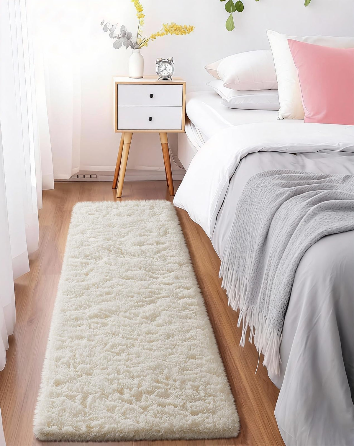 Ophanie 5x7 Area Rugs for Living Room Ivory, Fluffy Shag Large Fuzzy Plush Soft Rug, Shaggy Floor Big Carpets for Bedroom Nursery, Kids Home Decor Aesthetic with Over 99 pcs Pile fibers