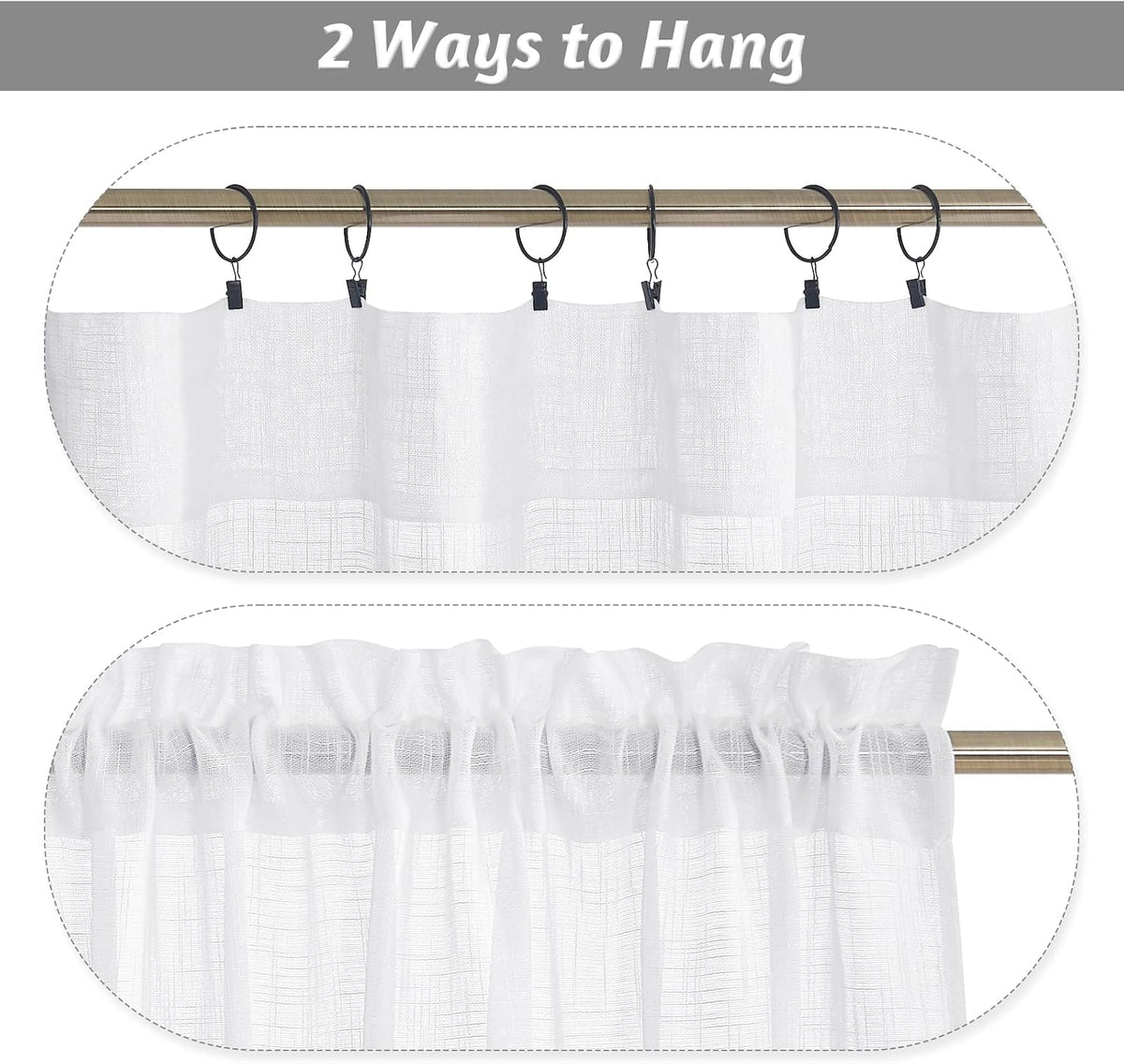 RYB HOME White Semi Sheer Curtains 84 inches Long for Living Room