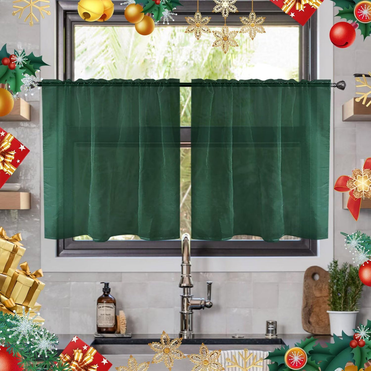 youleyar Solid Sheer Rod Pocket Curtain Voile Draperies 2 Panels White Beige Black Grey Coffee 52 Inch Width 84 Inch Long 1 Pair for Kitchen Bedroom Children Living Room Yard (Orange,52Wｘ84L)