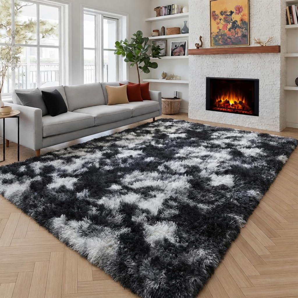 Rainbow Area Rugs for Girls Bedroom Fluffy Soft Vibrant Rugs Kids Playroom