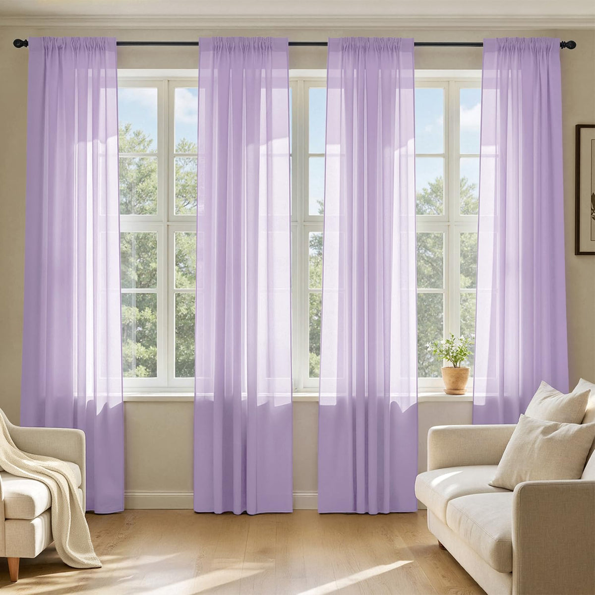MIULEE White Sheer Curtains 84 Inches Long 4 Panels 42 x 84 Inches