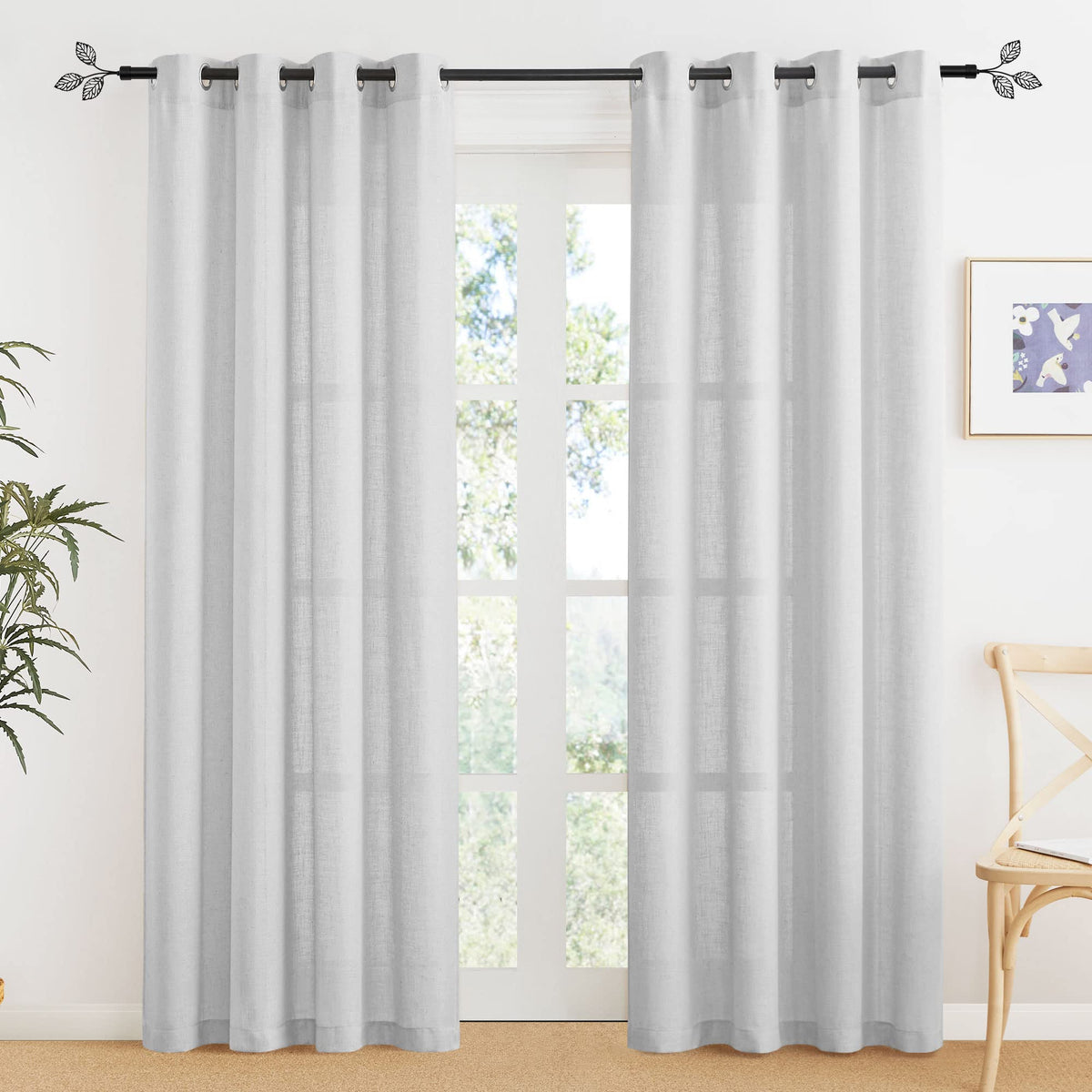 RYB HOME Sliding Patio Door Sheer Curtains, Extra Wide Room Divider Drape