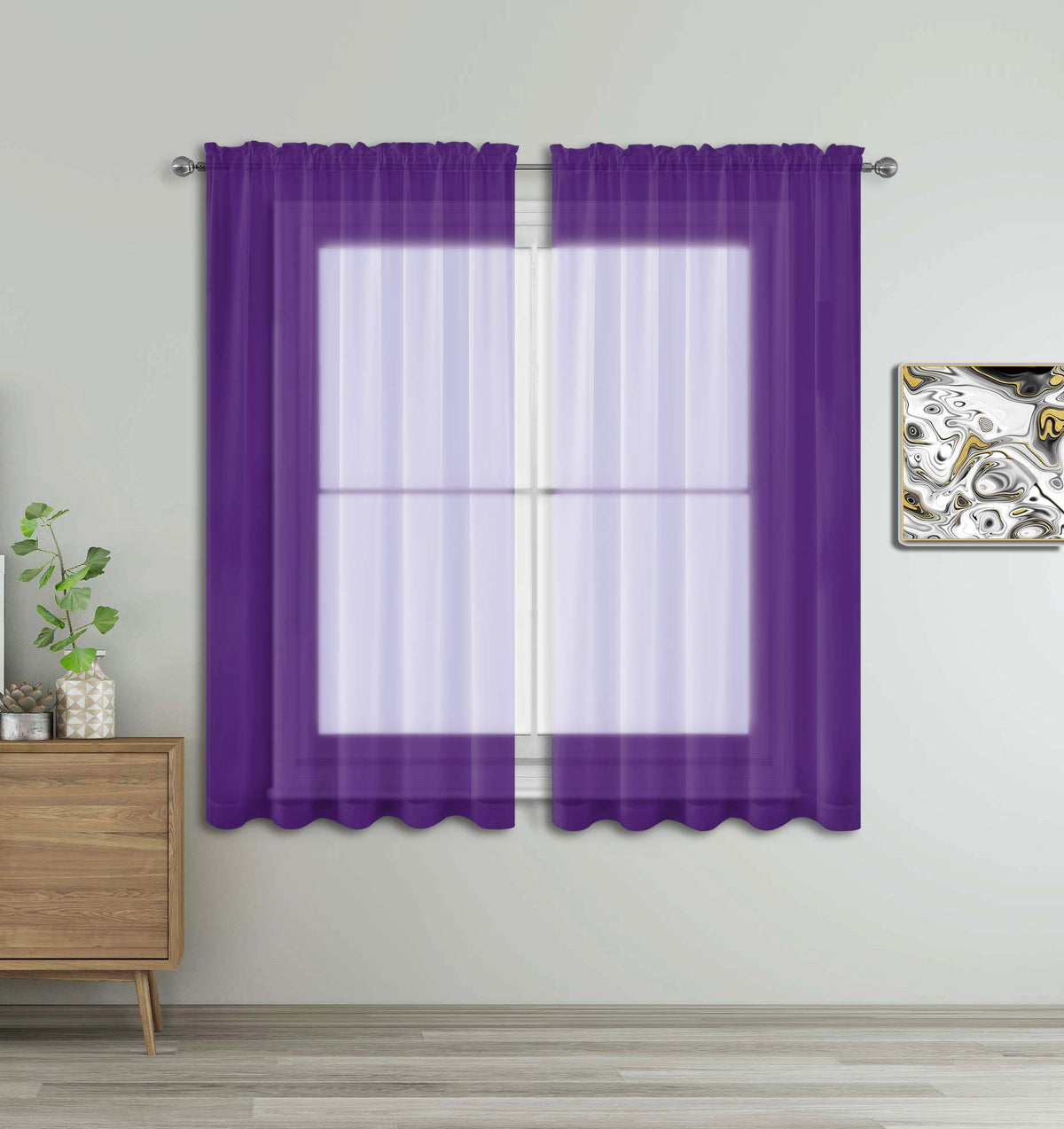 WPM Yellow Color Sheer Curtains 58" Wide x 84" Long 2 Panels Livingroom Window Treatment Rod Pocket Sheer Voile for Bedroom, Kitchen, Children Room Fully Stitched and Hemmed
