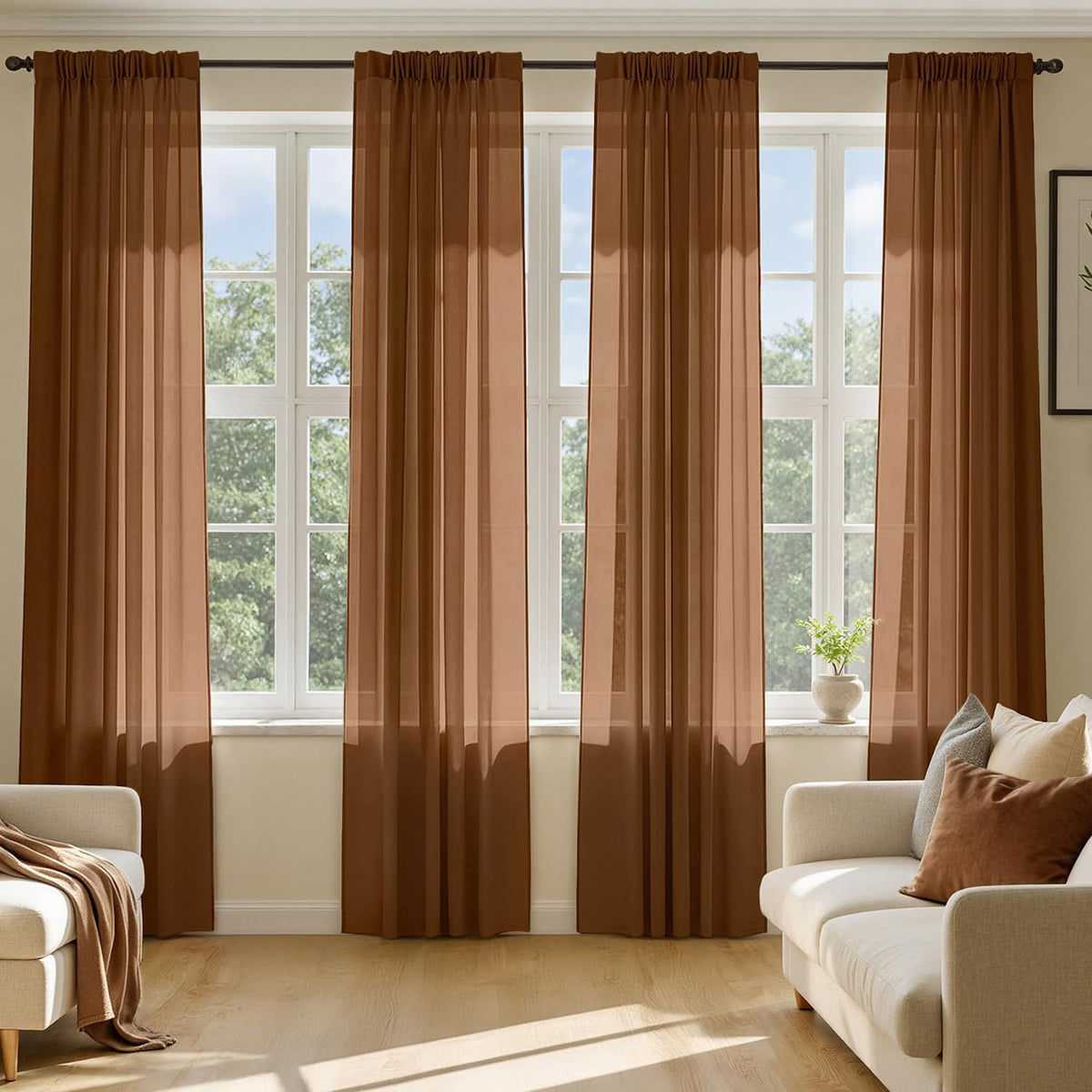 MIULEE White Sheer Curtains 84 Inches Long 4 Panels 42 x 84 Inches