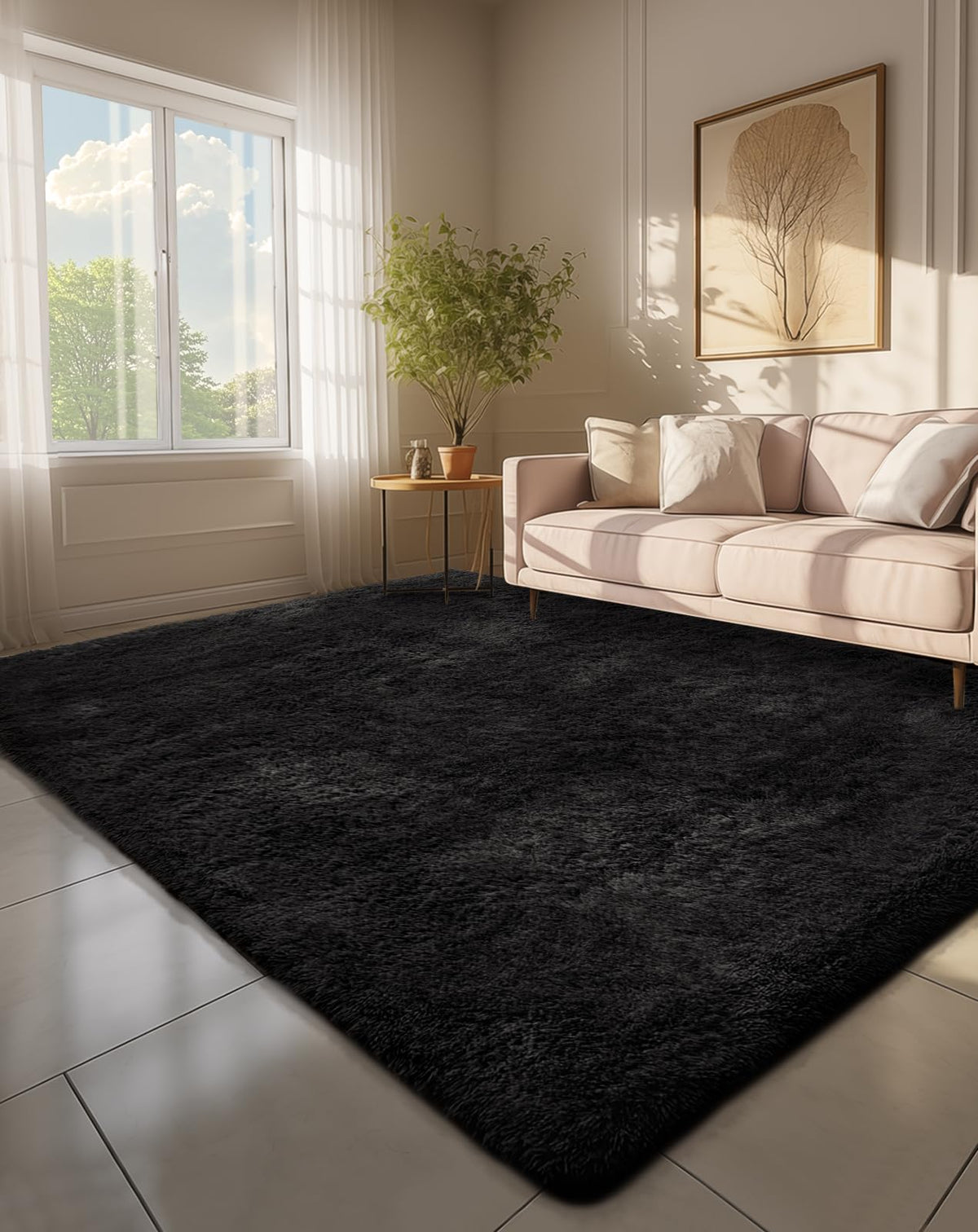 Ophanie 5x7 Area Rugs for Living Room Ivory, Fluffy Shag Large Fuzzy Plush Soft Rug, Shaggy Floor Big Carpets for Bedroom Nursery, Kids Home Decor Aesthetic with Over 99 pcs Pile fibers