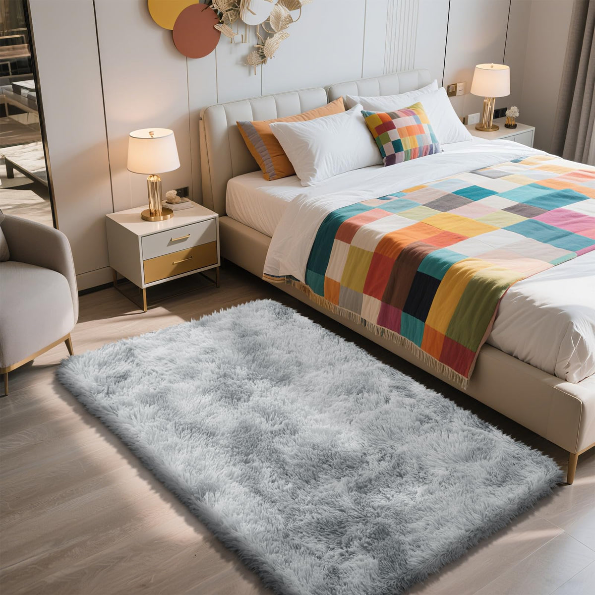 6x9 Black Fluffy Area Rug for Living Room,Large Shag Area Rugs for Bedroom