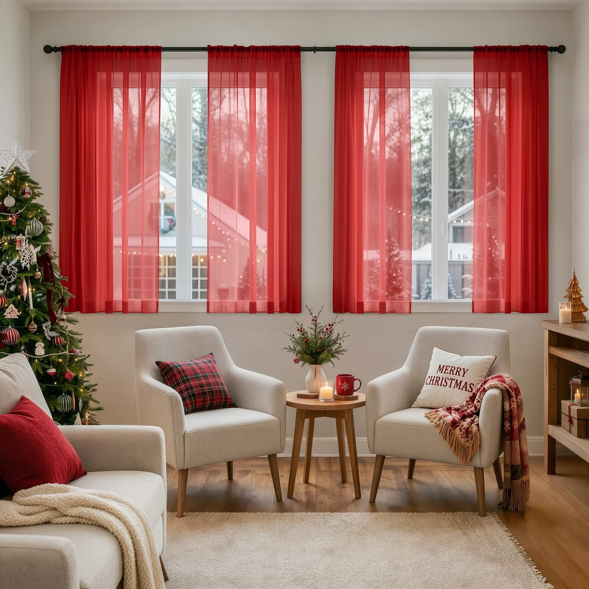 MIULEE White Sheer Curtains 84 Inches Long 4 Panels 42 x 84 Inches
