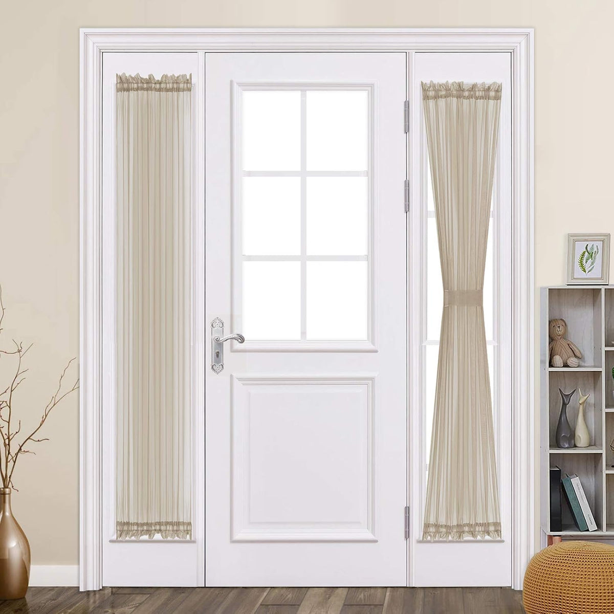 MIULEE White 54 Wide and 72 Inches Length French Door Sheer Curtains