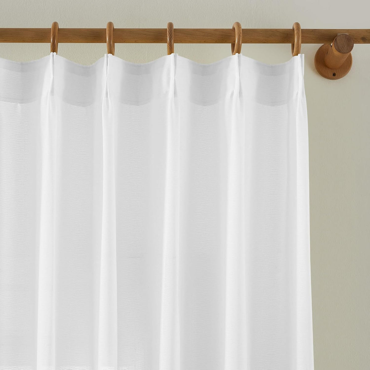KangBang White Pinch Pleated Sheer Curtains 84 Inches Long 2 Panels