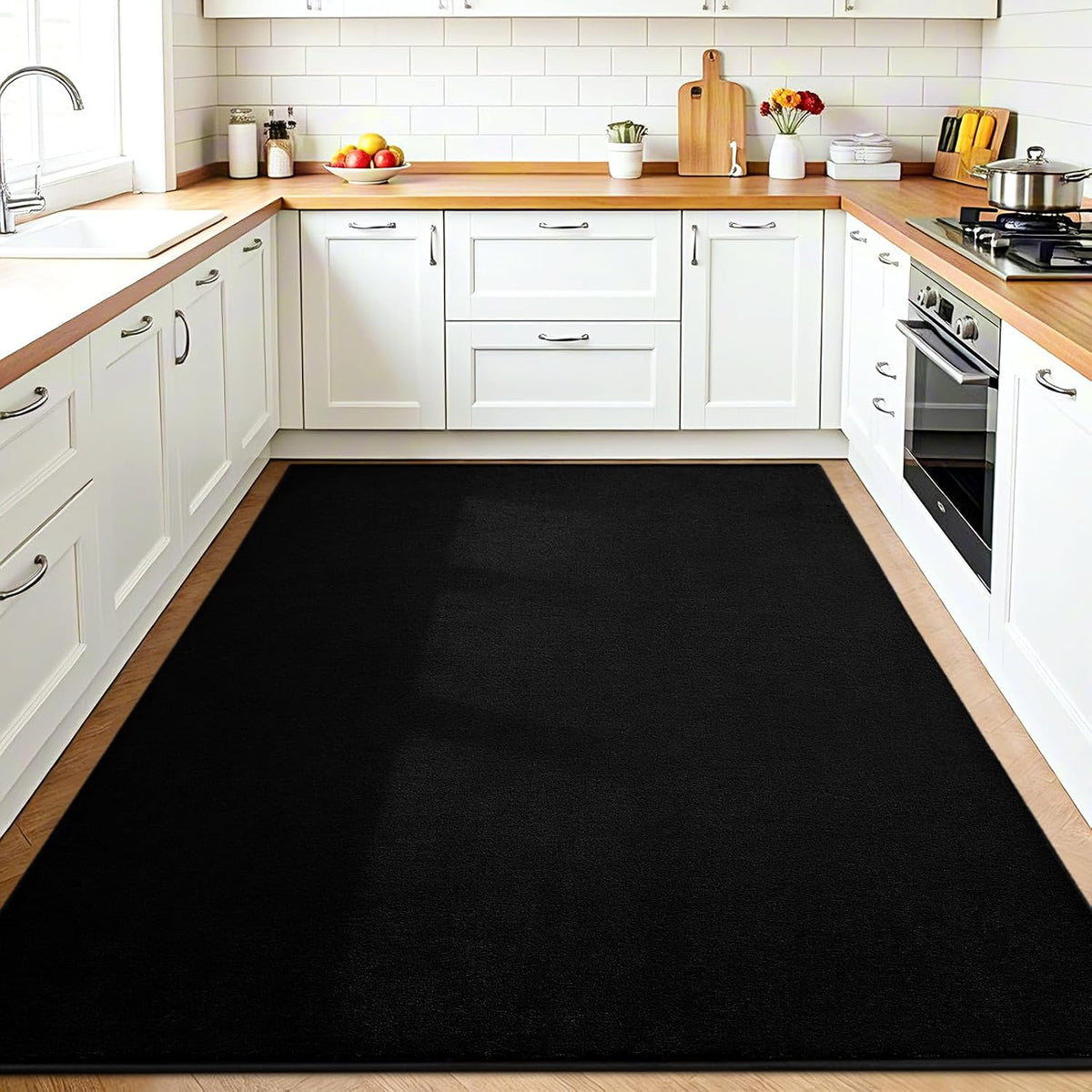 Vasofe Black Area Rugs for Living Room Bedroom, 4x6 Modern Memory Foam Rug