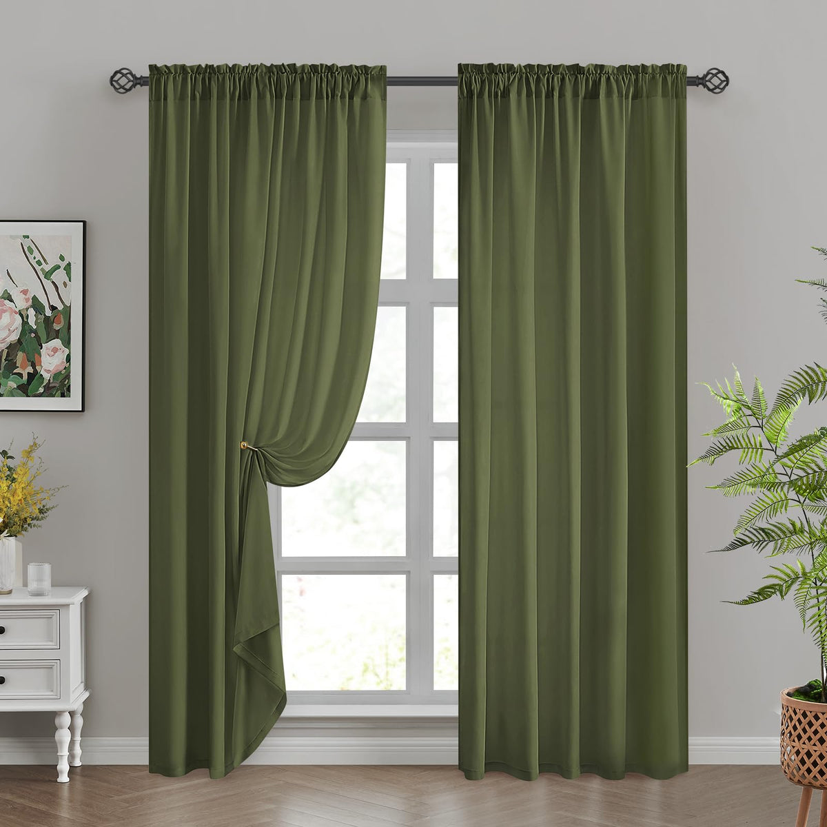 HOMEIDEAS Non-See-Through White Privacy Sheer Curtains, 52 X 96 Inches Long